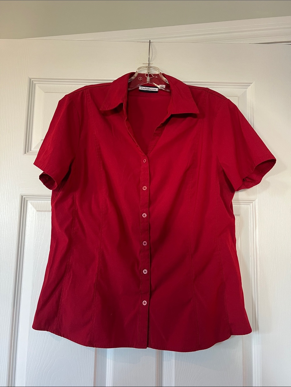 croft & barrow Red Short-Sleeve Button-Down Shirt